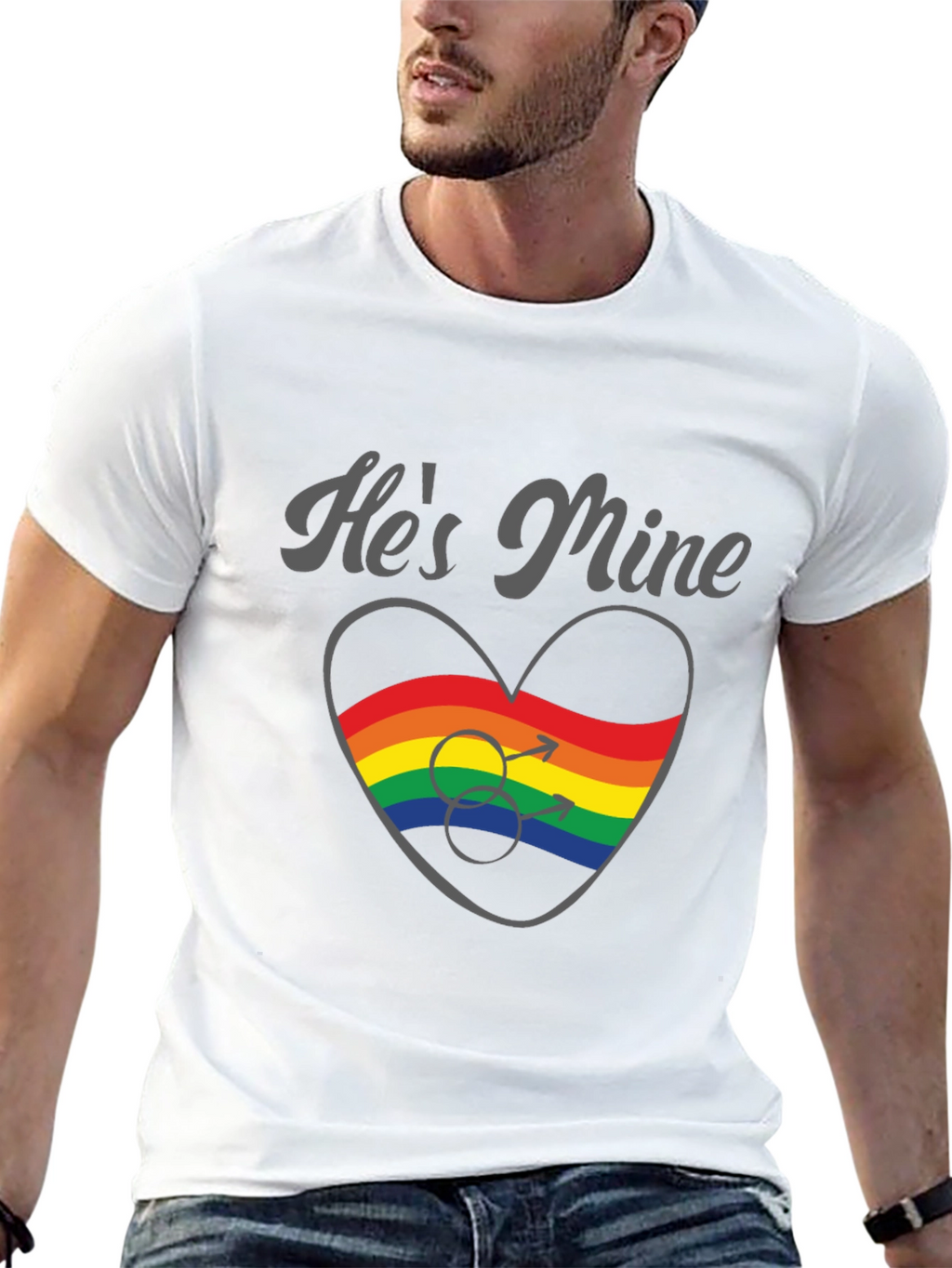 Hes Mine Gay Pride Rainbow Heart T-Shirt