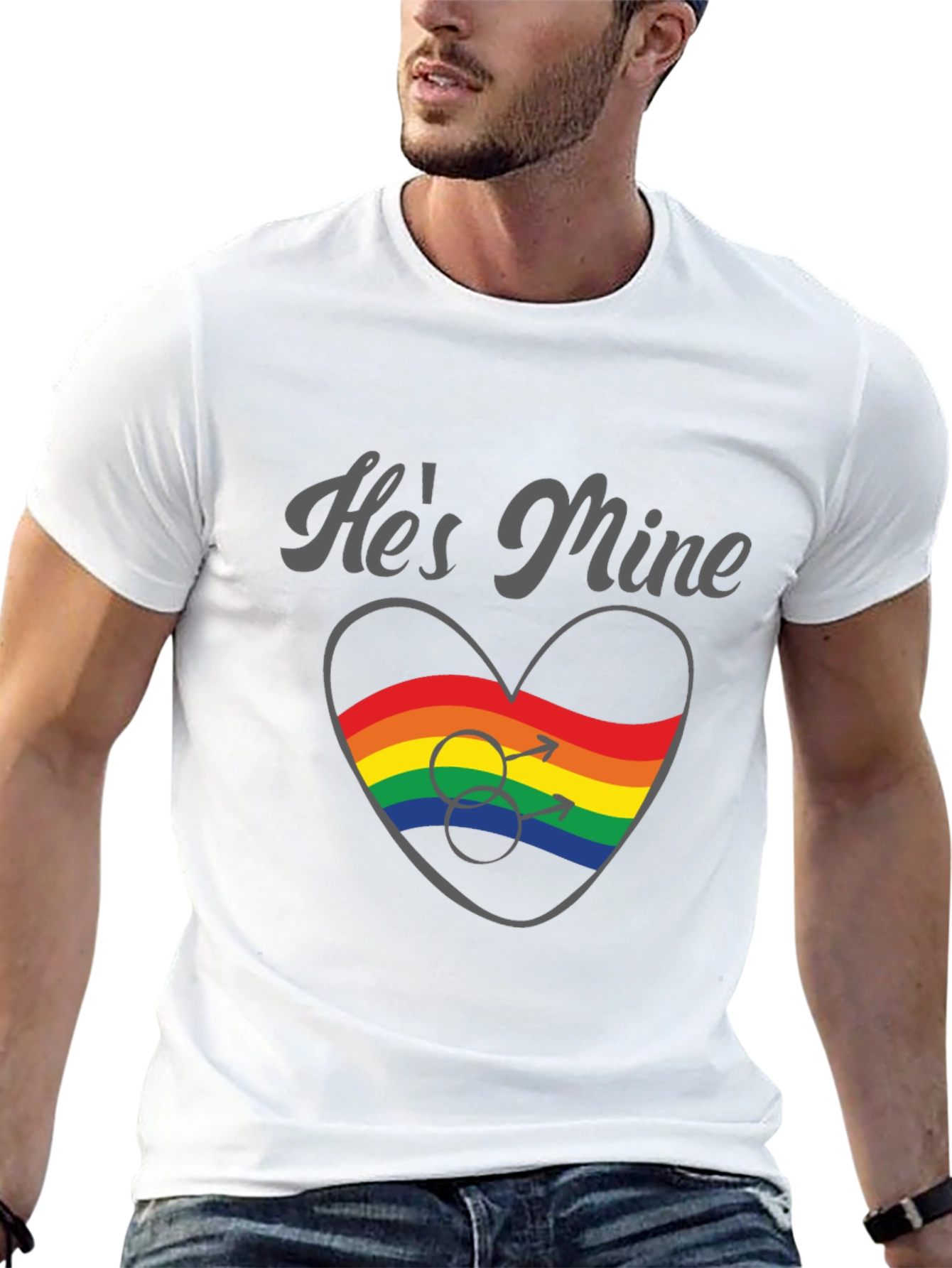 Hes Mine Gay Pride Rainbow Heart T-Shirt