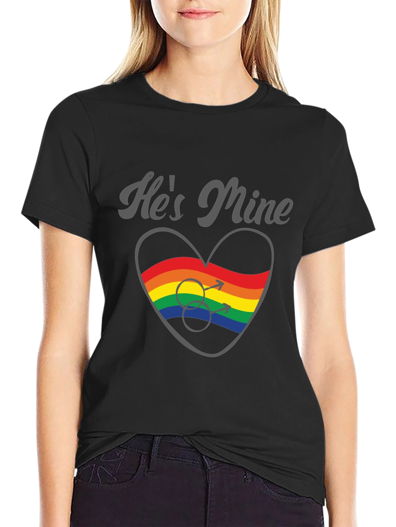 Hes Mine Gay Pride Rainbow Heart T-Shirt