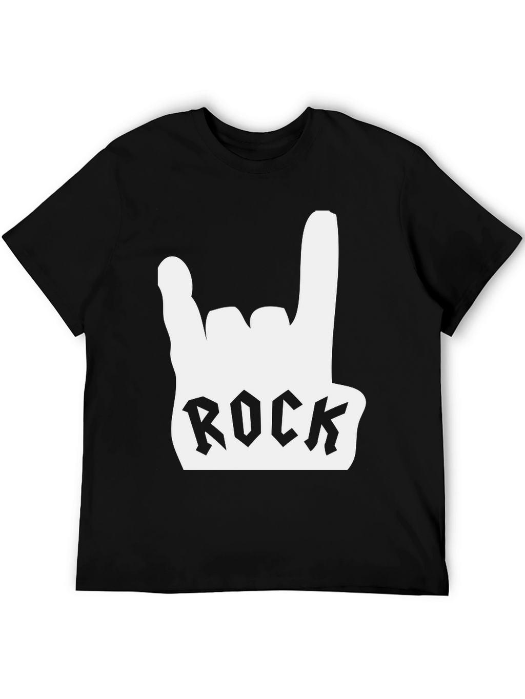 Rock On Black Tee - Hand Gesture Design