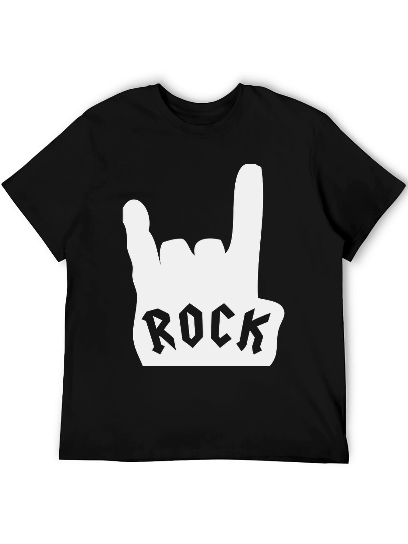Rock On Black Tee - Hand Gesture Design