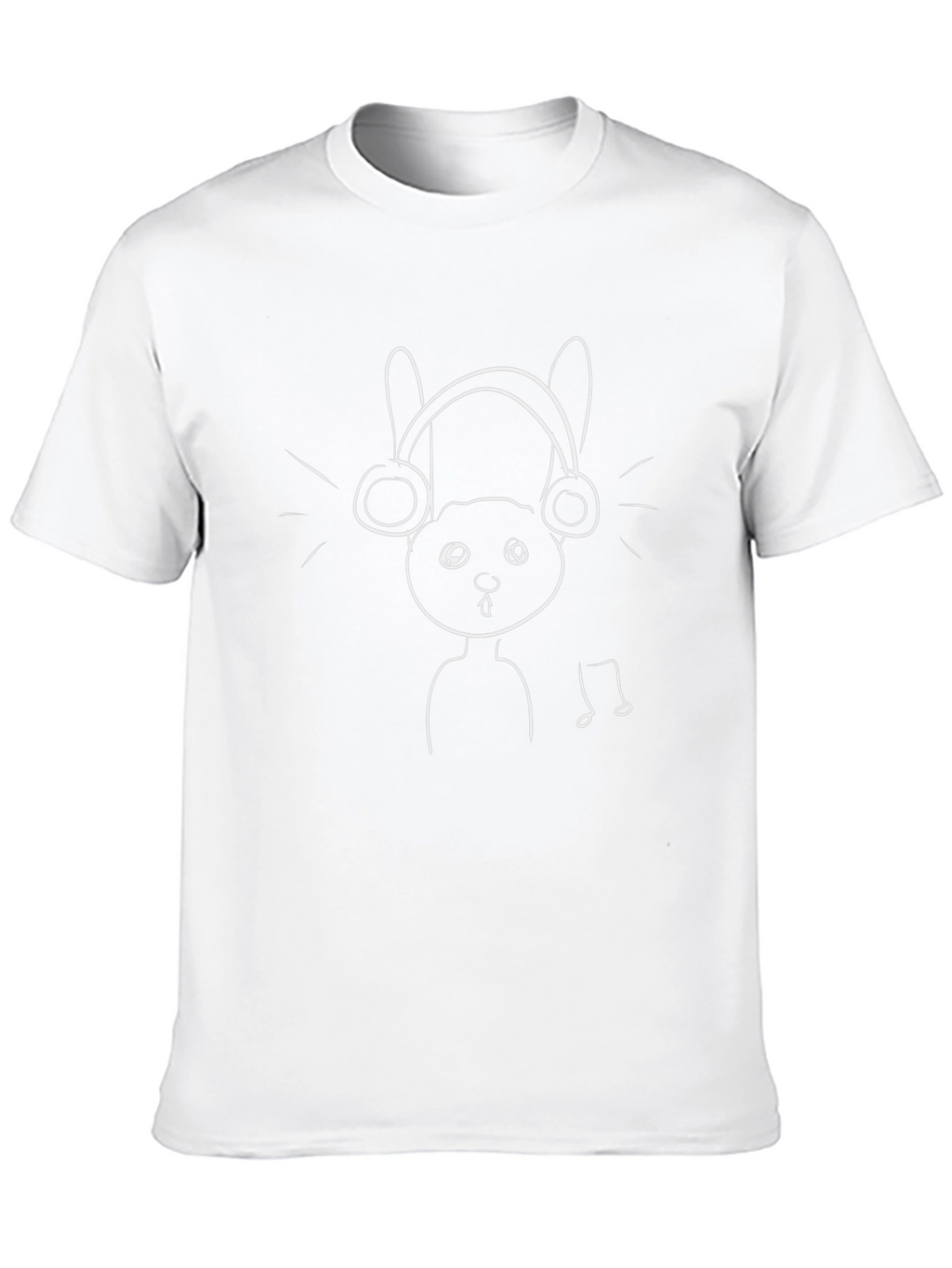 Black T-Shirt with Bunny and Headphones
