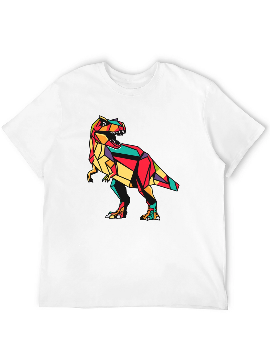 Geometric Dinosaur Graphic Tee - Stylish Mens T-Shirt