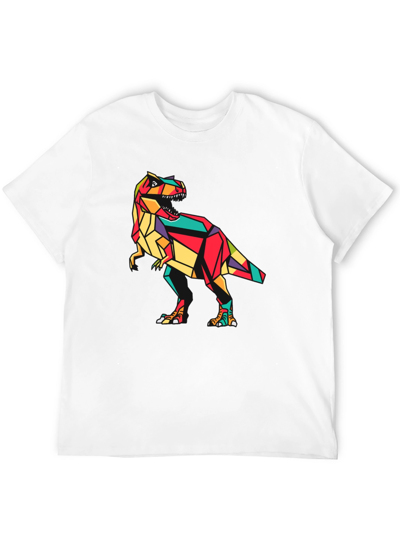 Geometric Dinosaur Graphic Tee - Stylish Mens T-Shirt