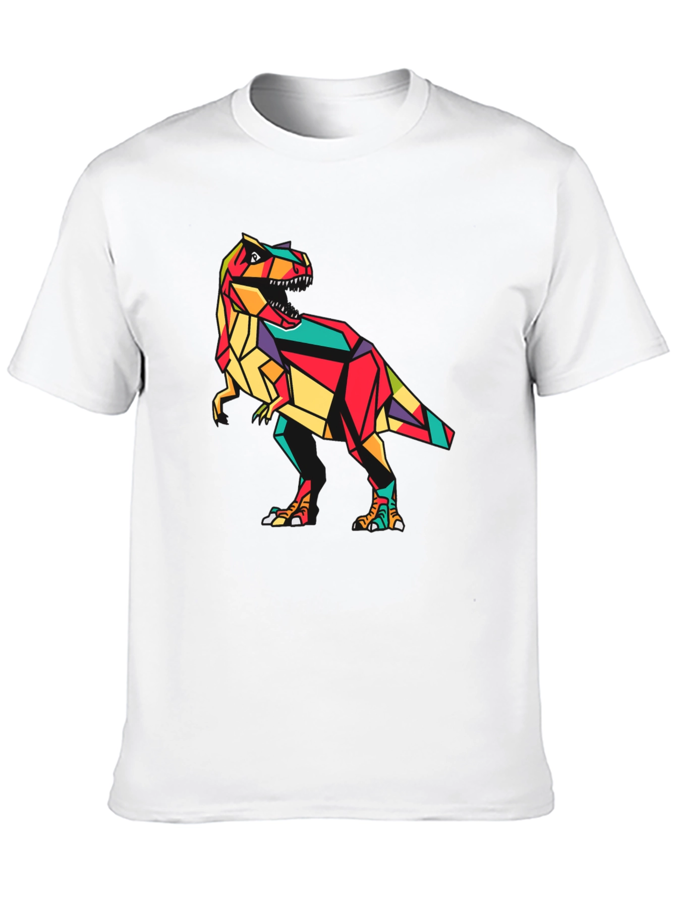 Geometric Dinosaur Graphic Tee - Stylish Mens T-Shirt