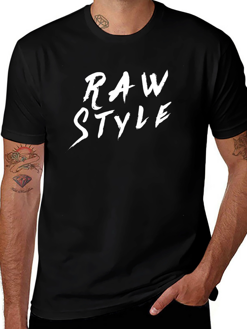 Raw Style Graphic Tee - Mens Black T-Shirt