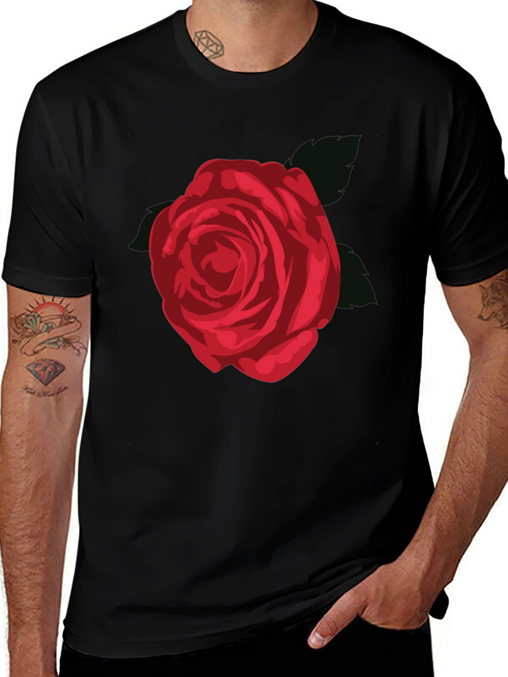 Rose Graphic Tee - Mens Black T-Shirt