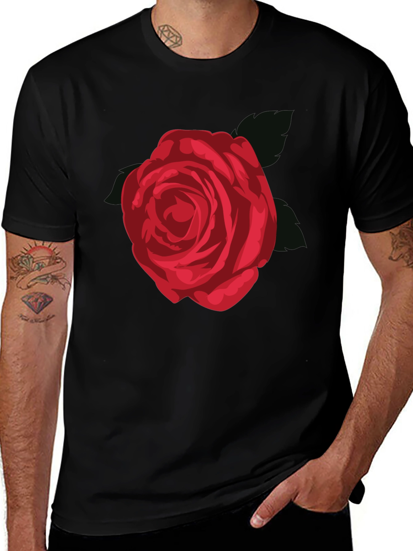 Rose Graphic Tee - Mens Black T-Shirt