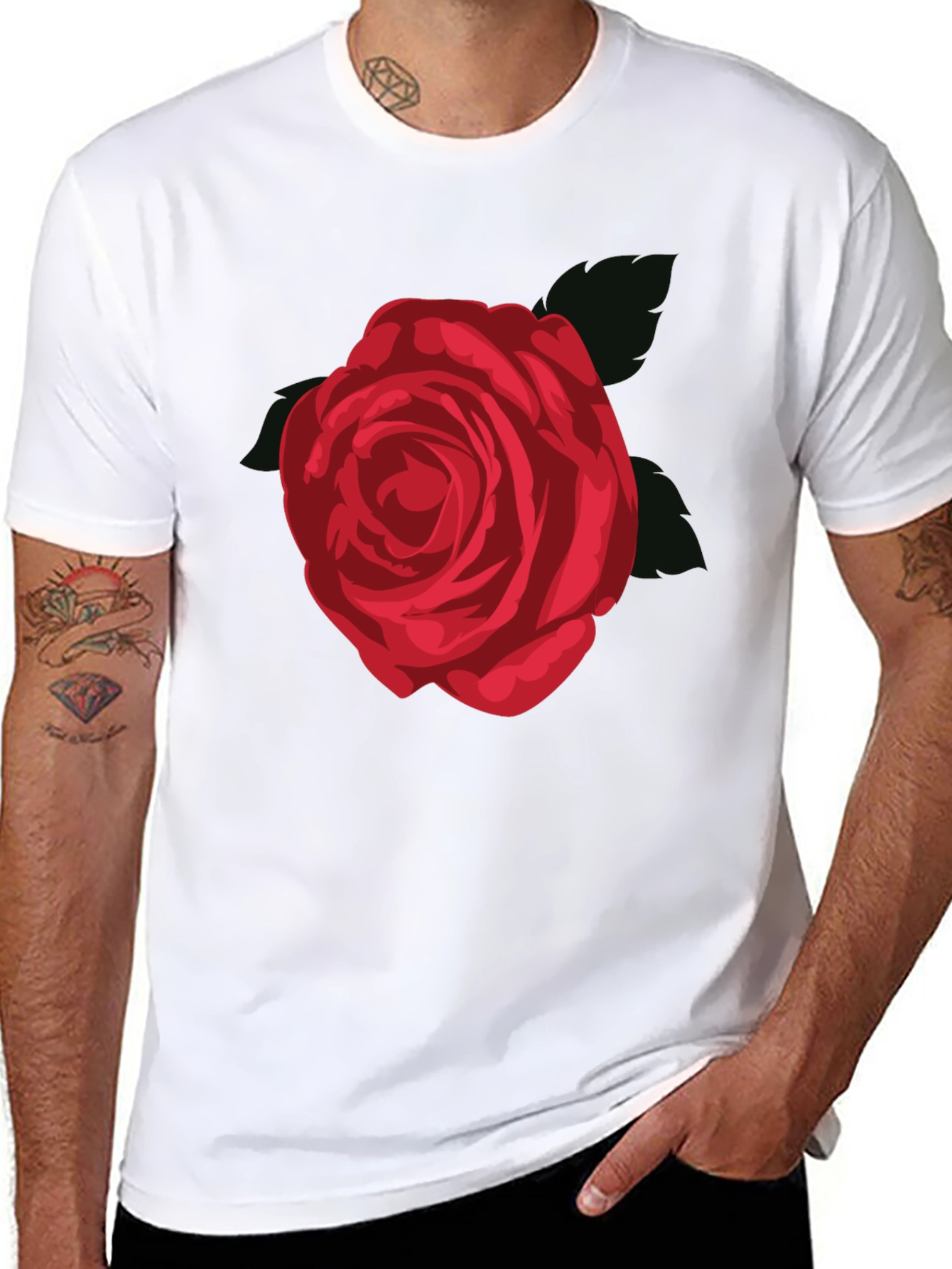 Rose Graphic Tee - Mens Black T-Shirt