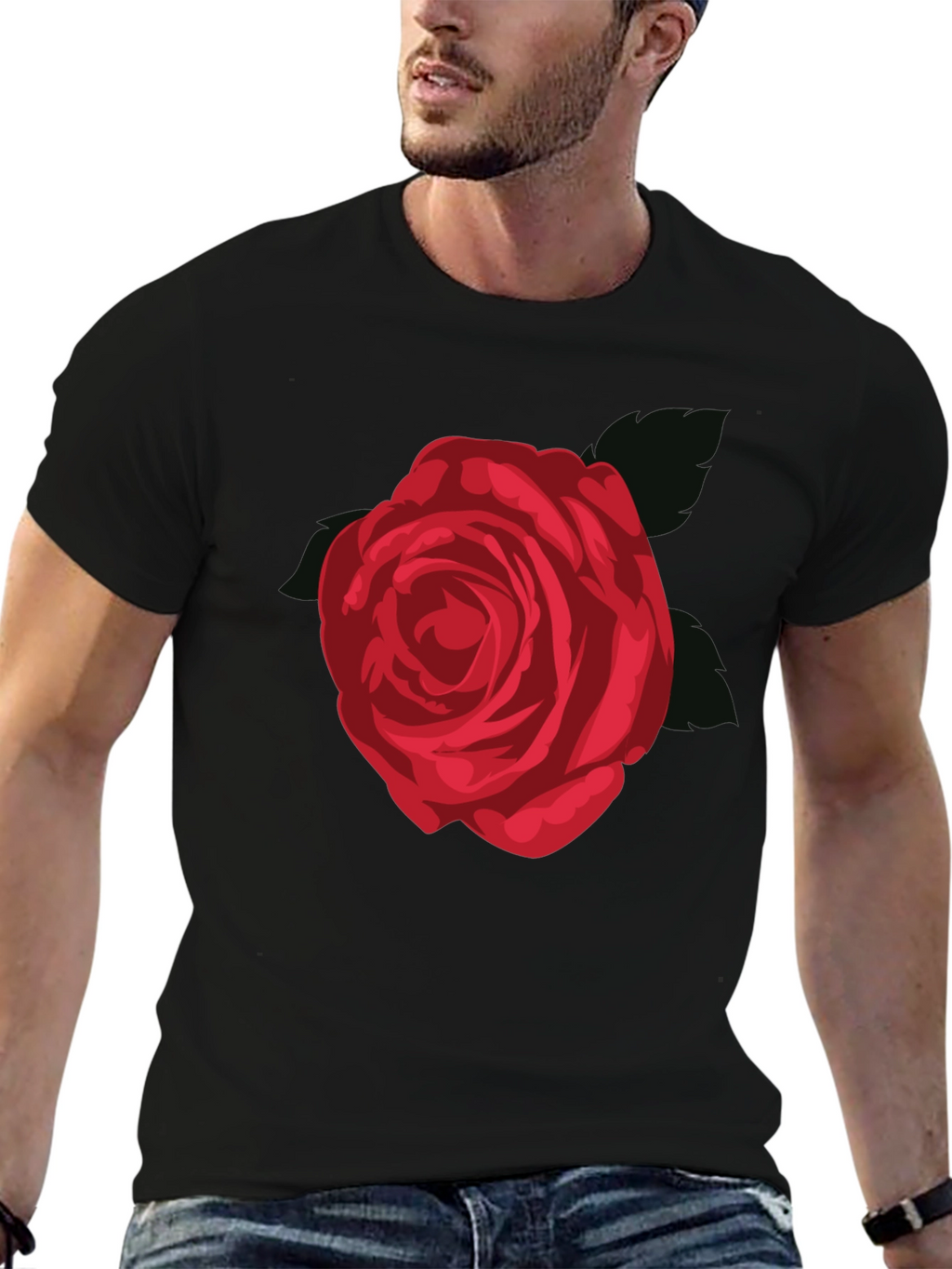Rose Graphic Tee - Mens Black T-Shirt