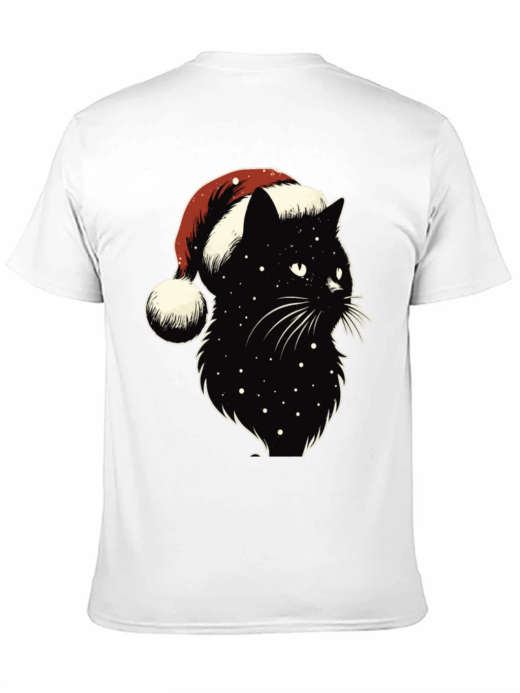 Festive Black Cat Tee: Santa Hat Edition