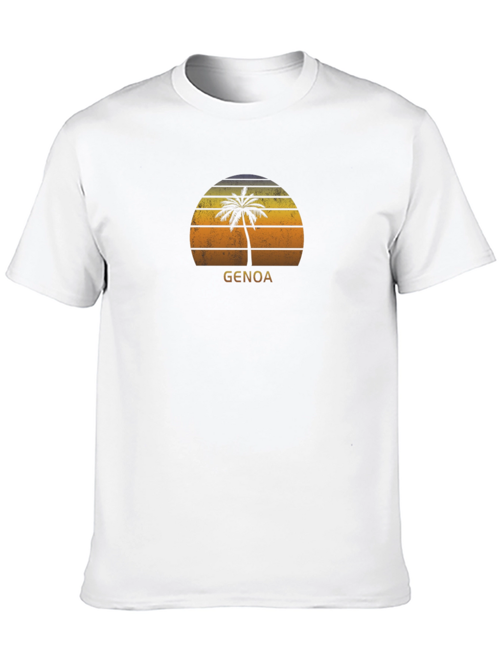 Genoa Palm Tree Sunset T-Shirt - Retro Style