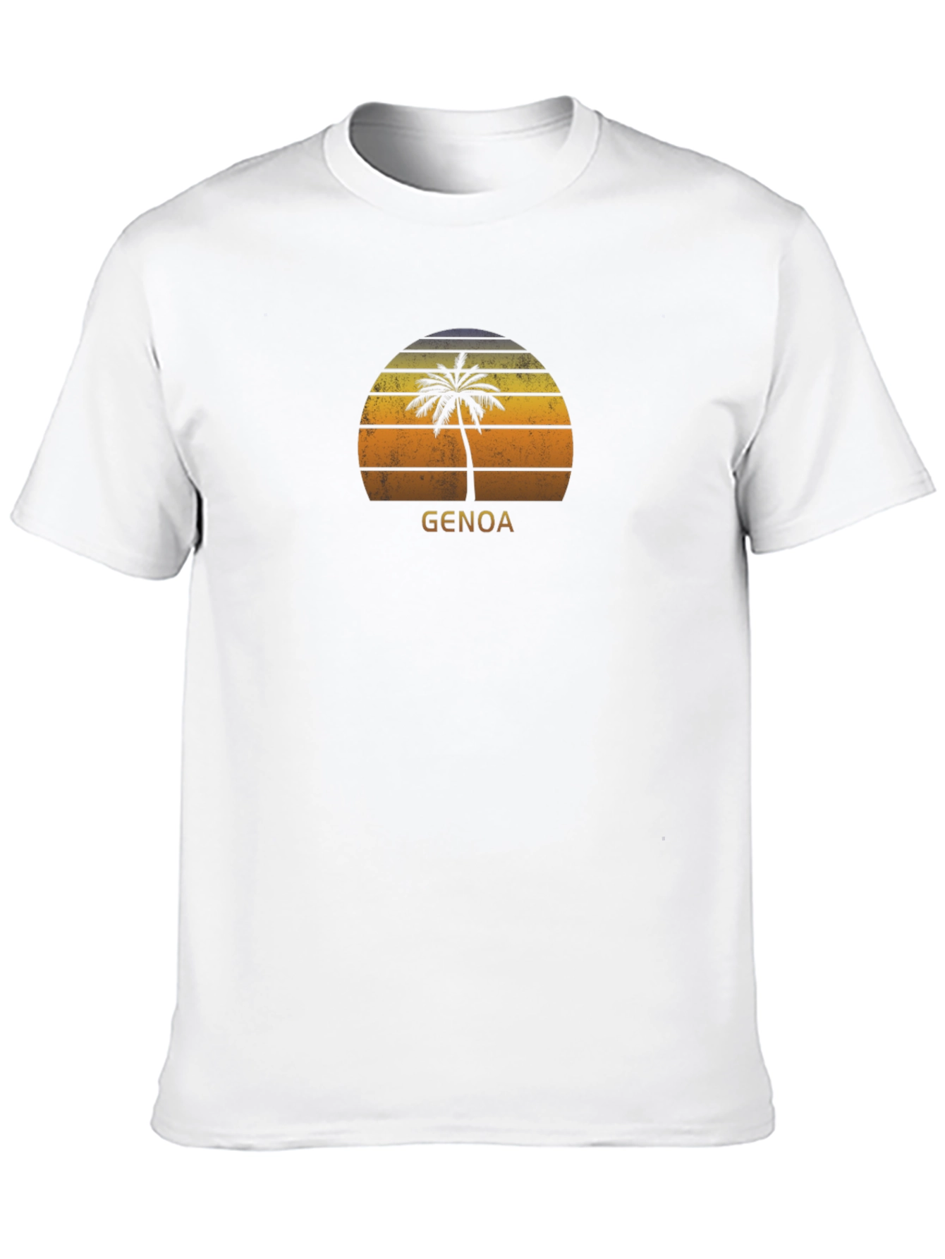 Genoa Palm Tree Sunset T-Shirt - Retro Style