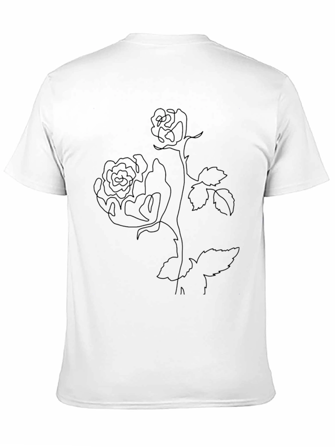 Line Art Rose Black T-Shirt