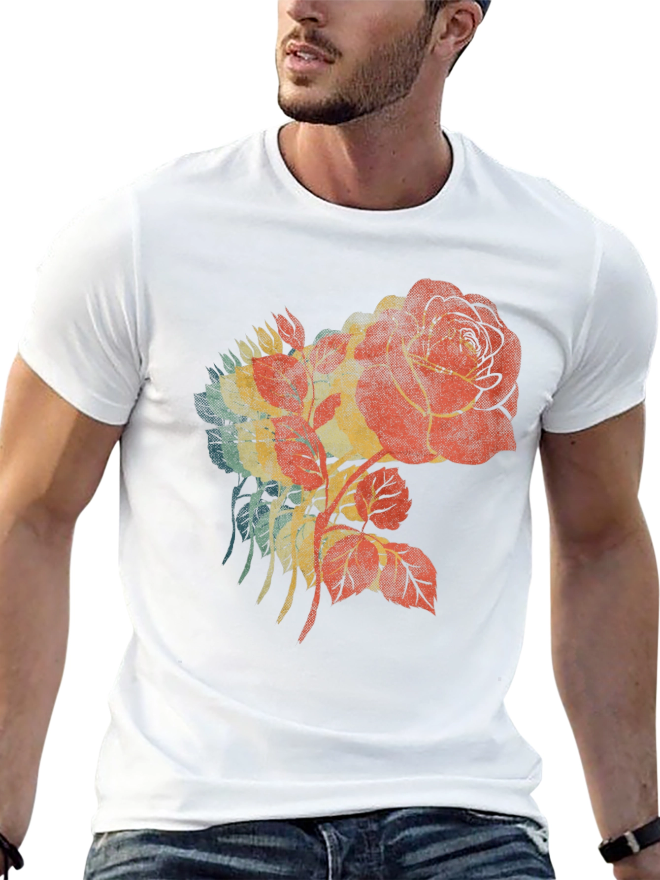 Retro Rose Graphic Black T-Shirt