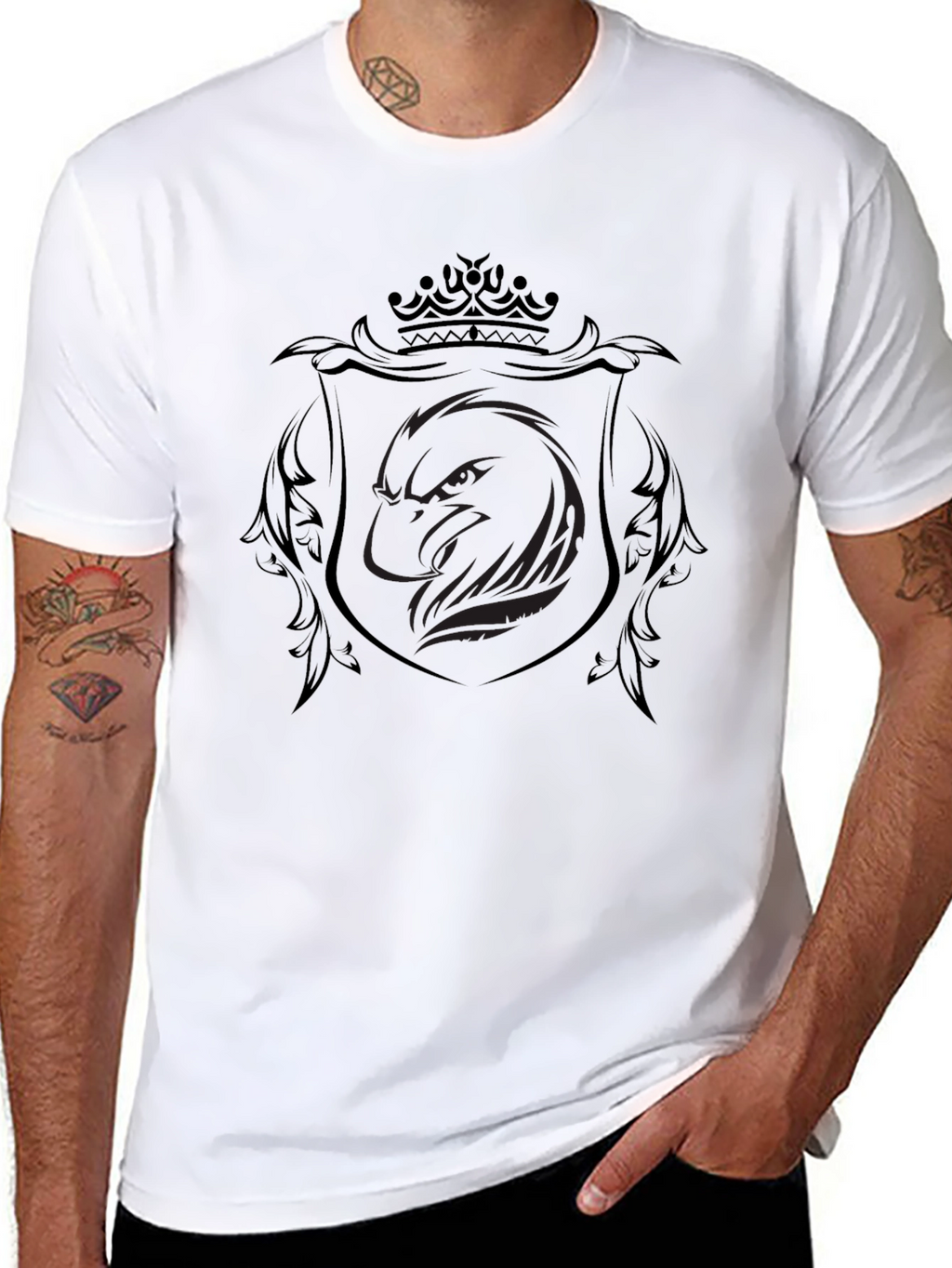 Black Eagle Crest T-Shirt - Stylish Mens Tee