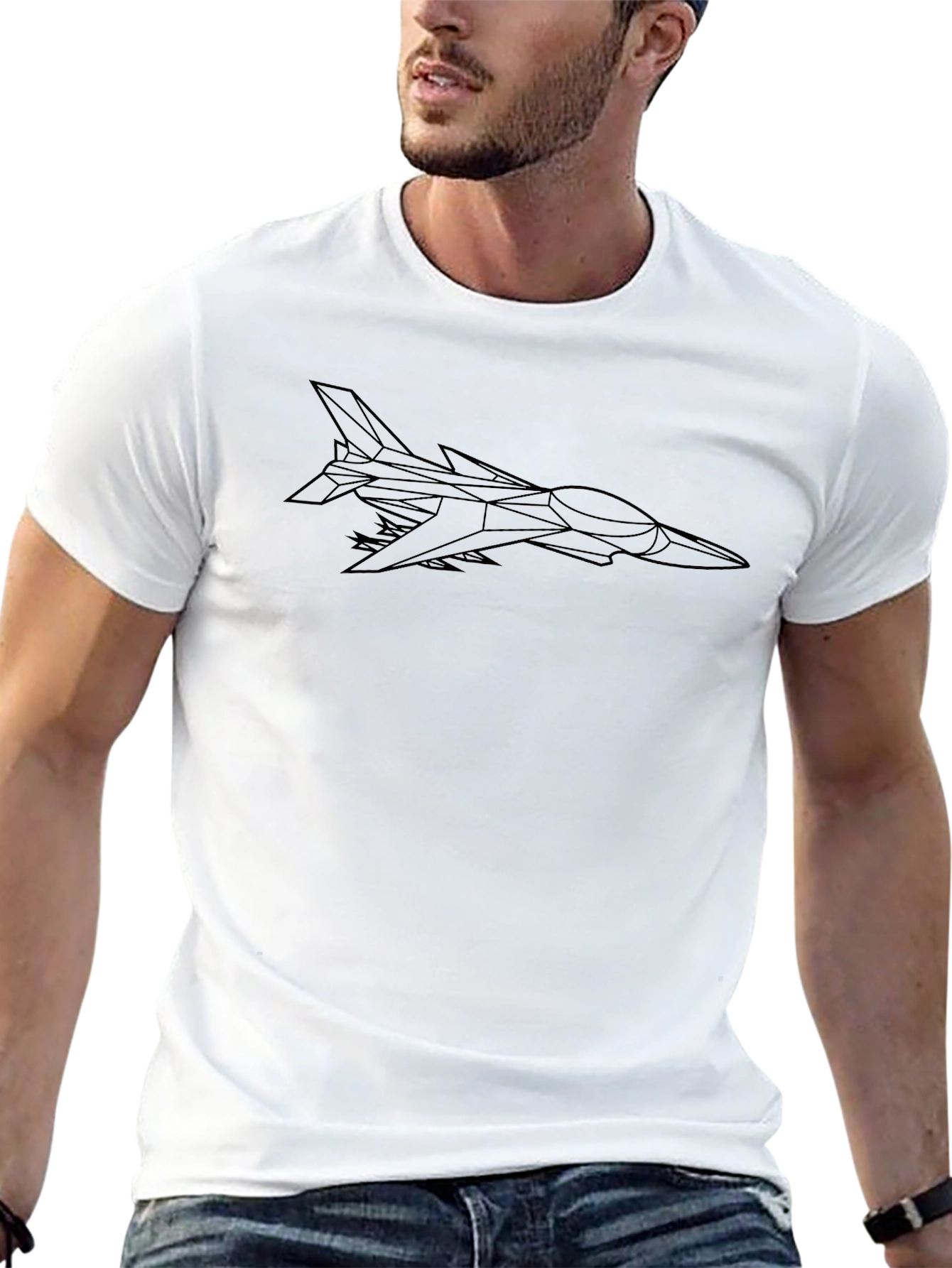 Sleek Black Jet Fighter Graphic Tee