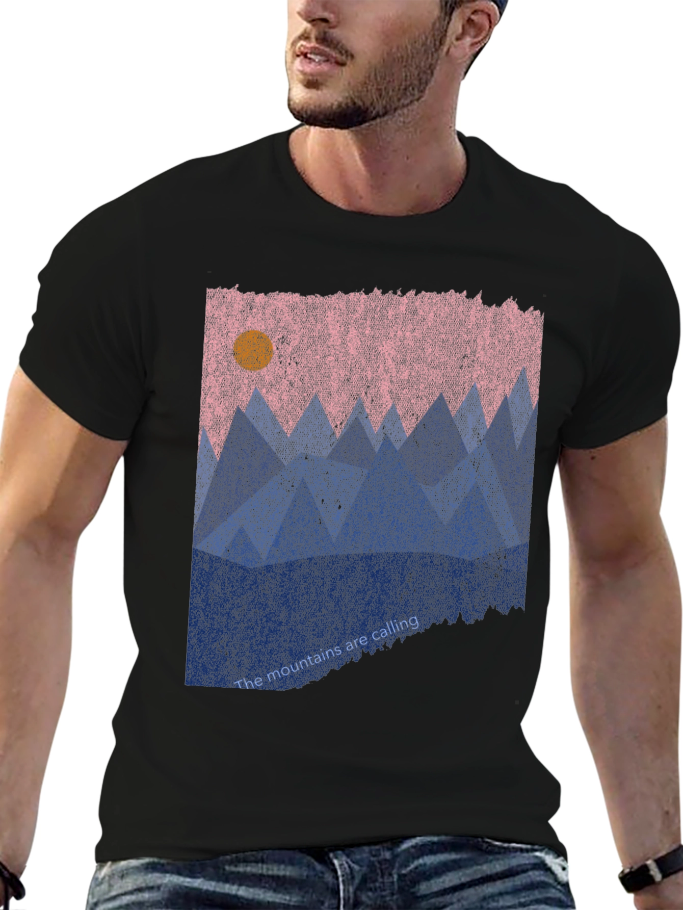 Mountains Calling Graphic Tee - Black Casual T-Shirt