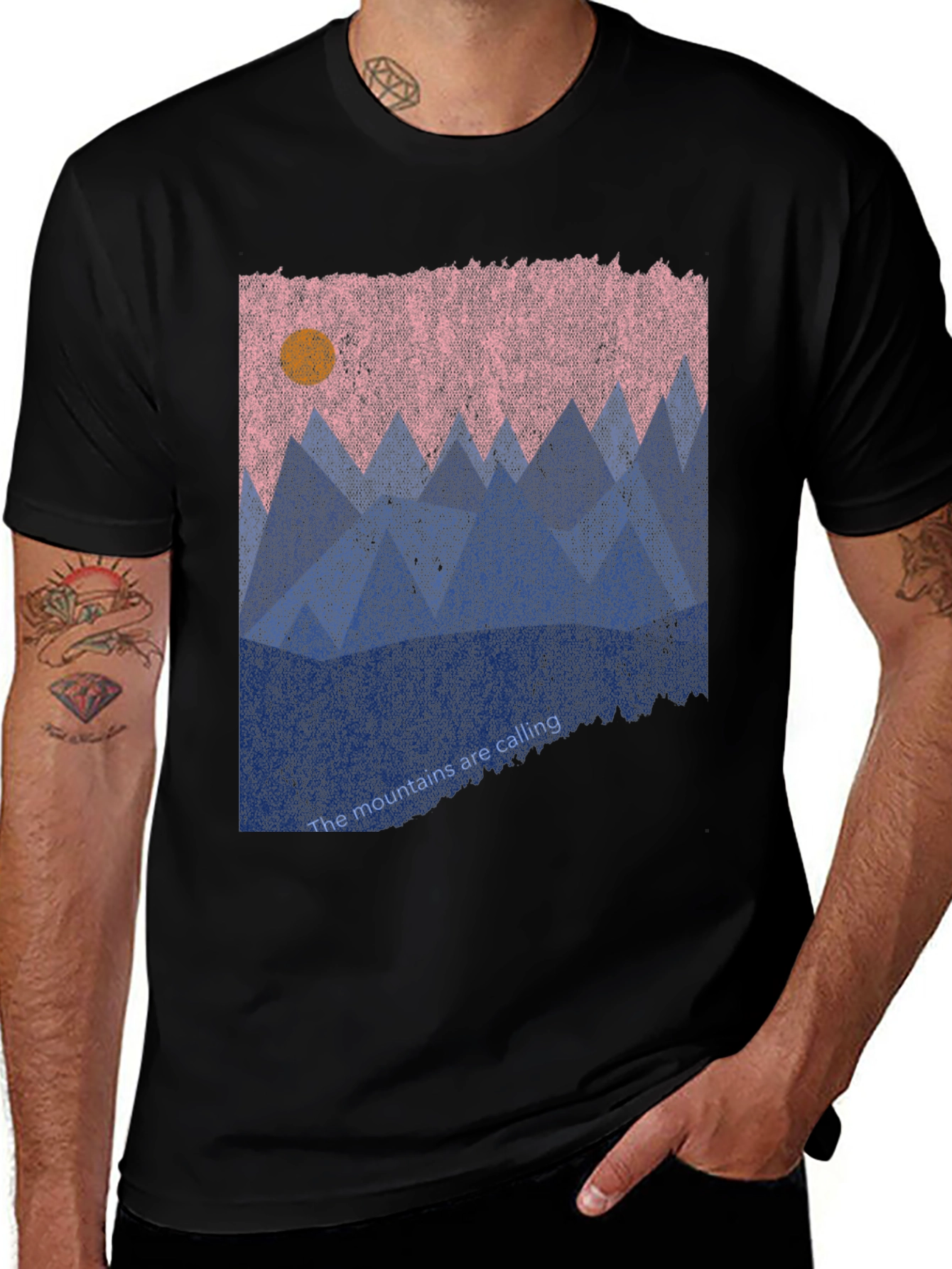 Mountains Calling Graphic Tee - Black Casual T-Shirt