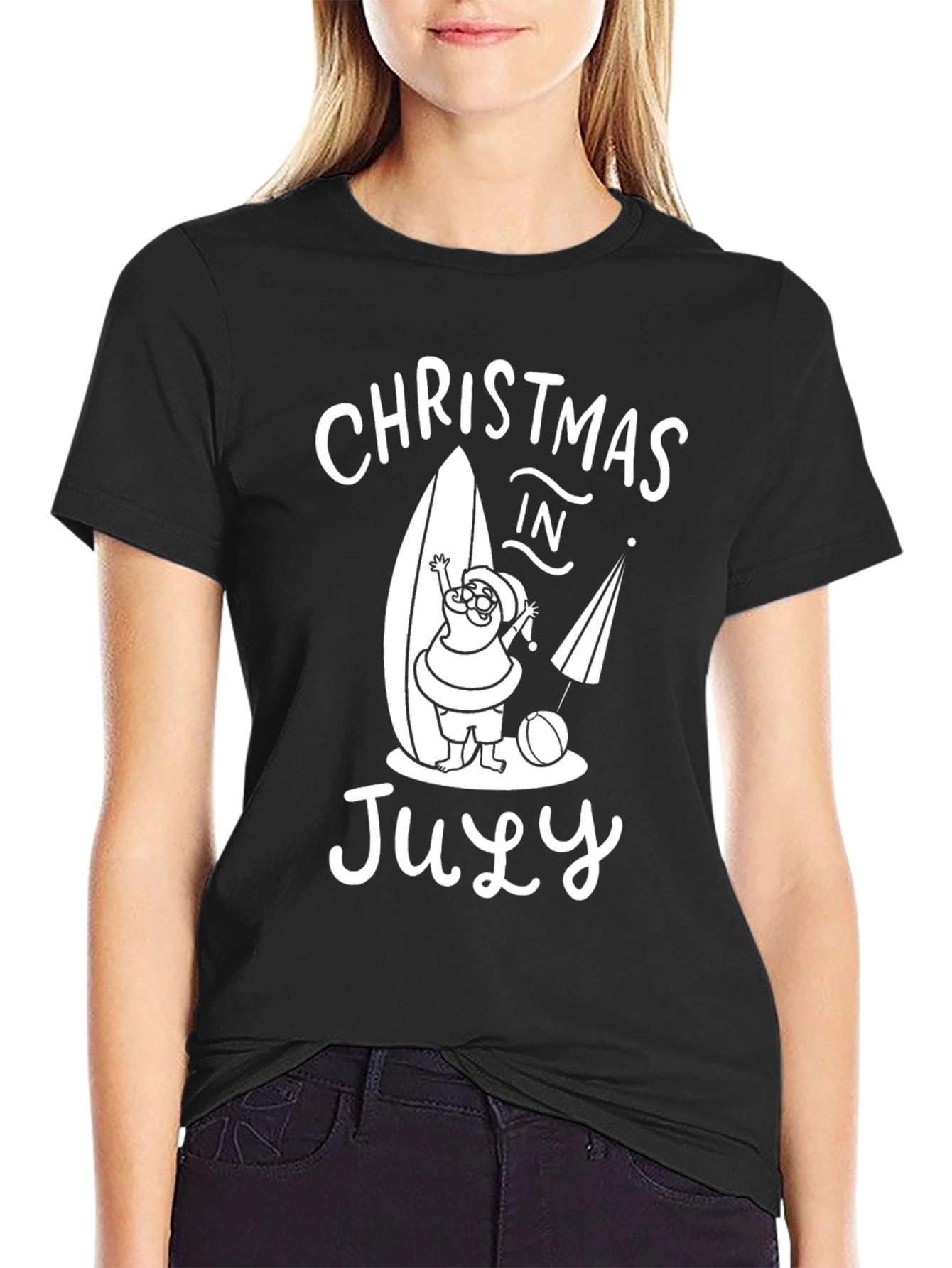 Christmas in July T-Shirt Santa Surf
