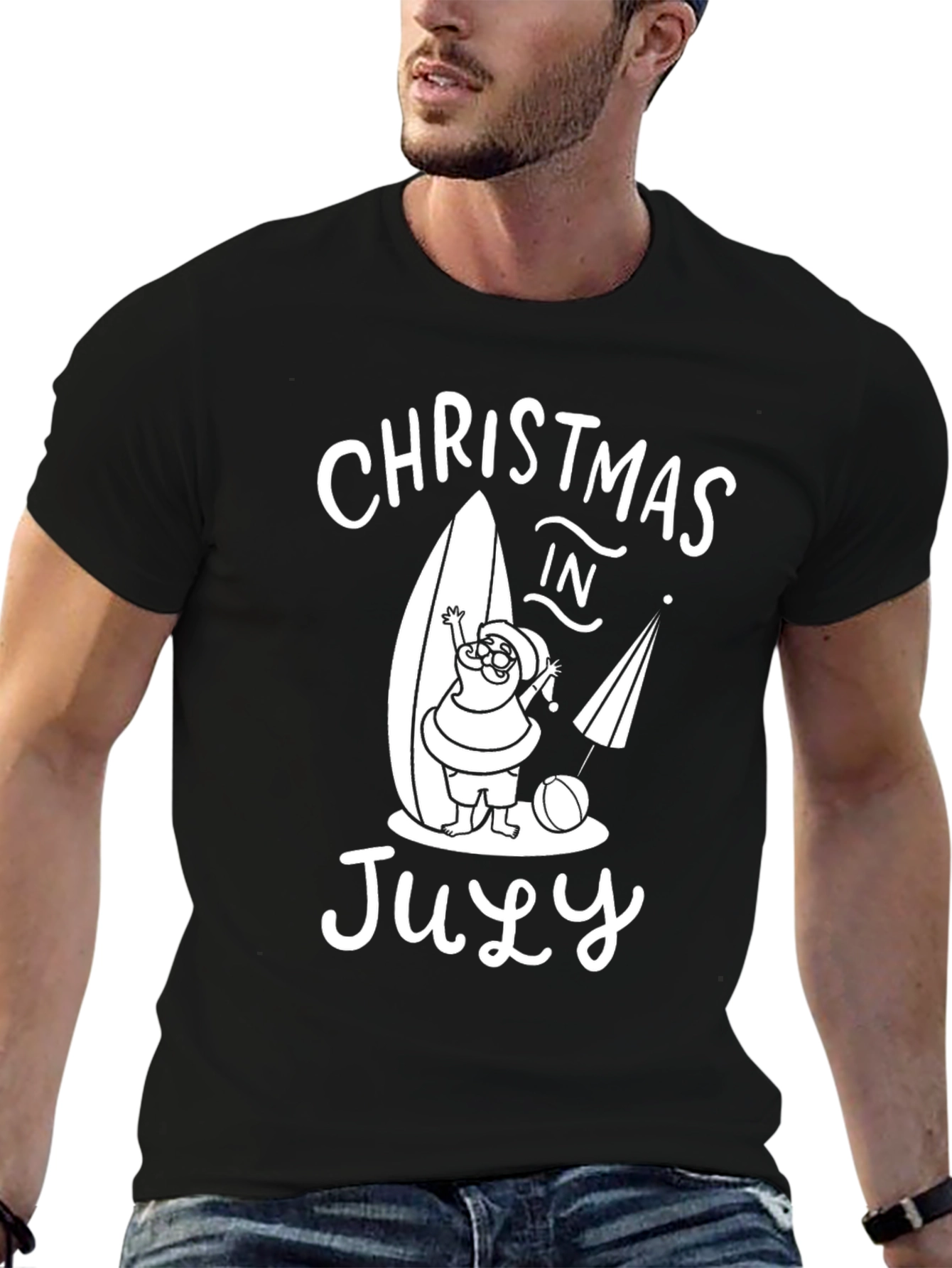Christmas in July T-Shirt Santa Surf