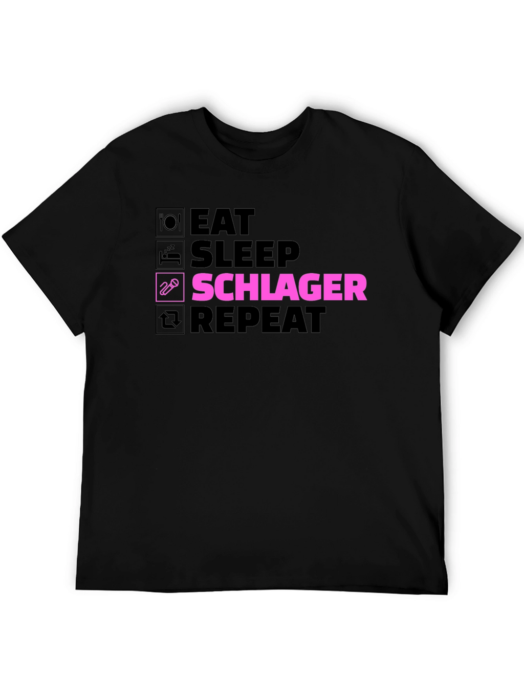 Eat Sleep Schlager Repeat Black T-Shirt