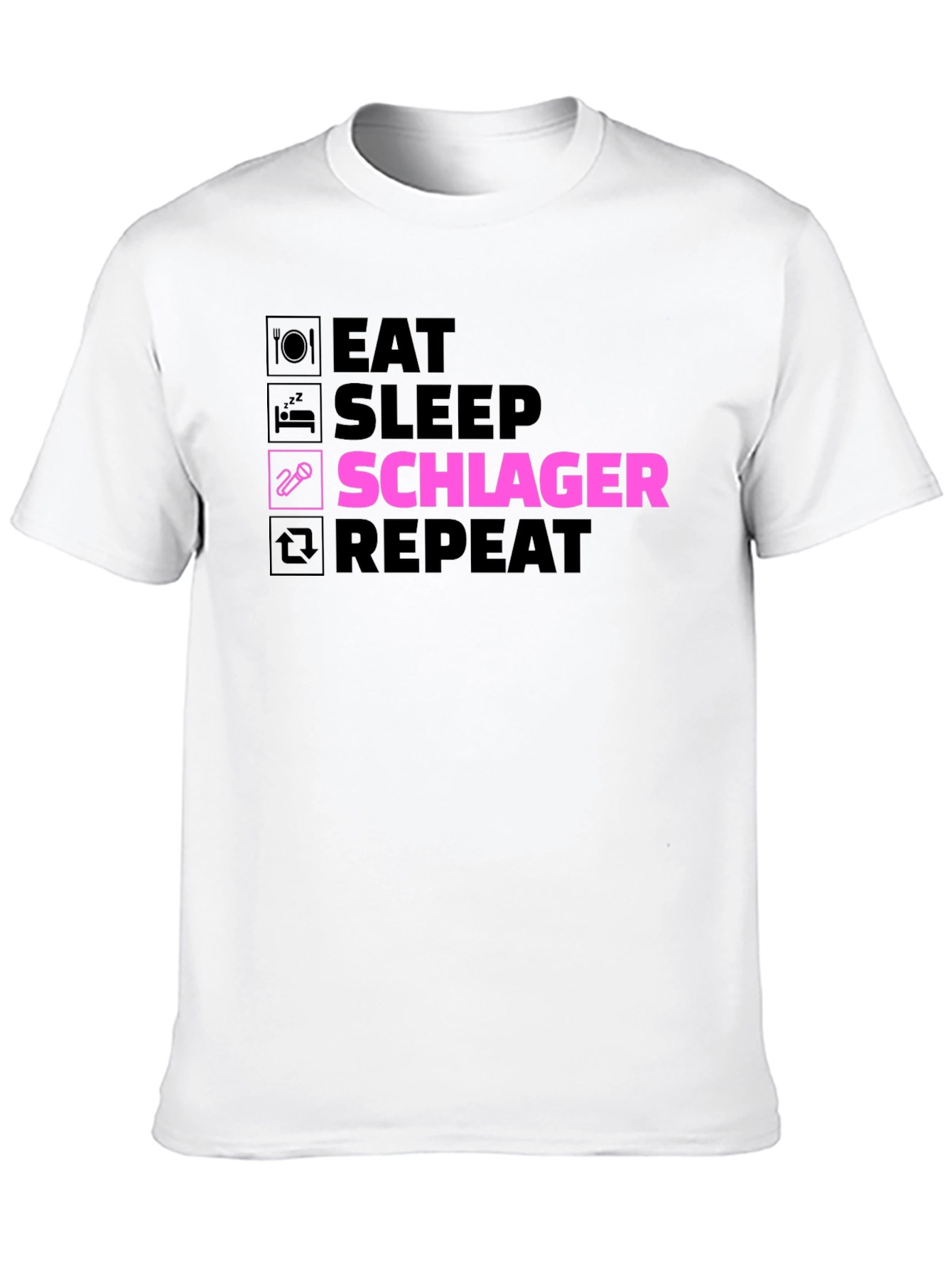 Eat Sleep Schlager Repeat Black T-Shirt