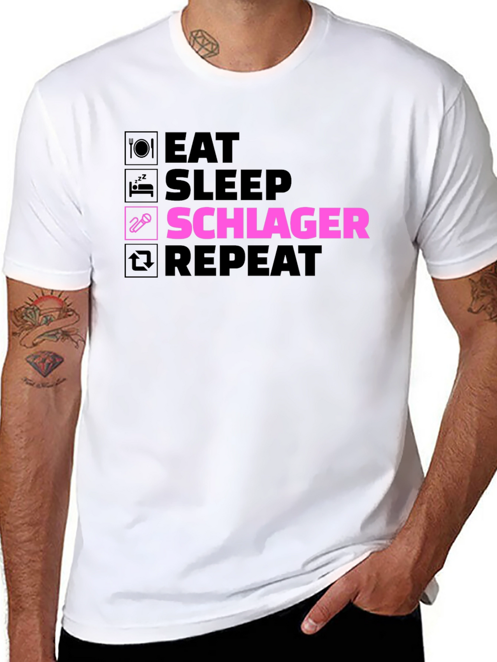 Eat Sleep Schlager Repeat Black T-Shirt