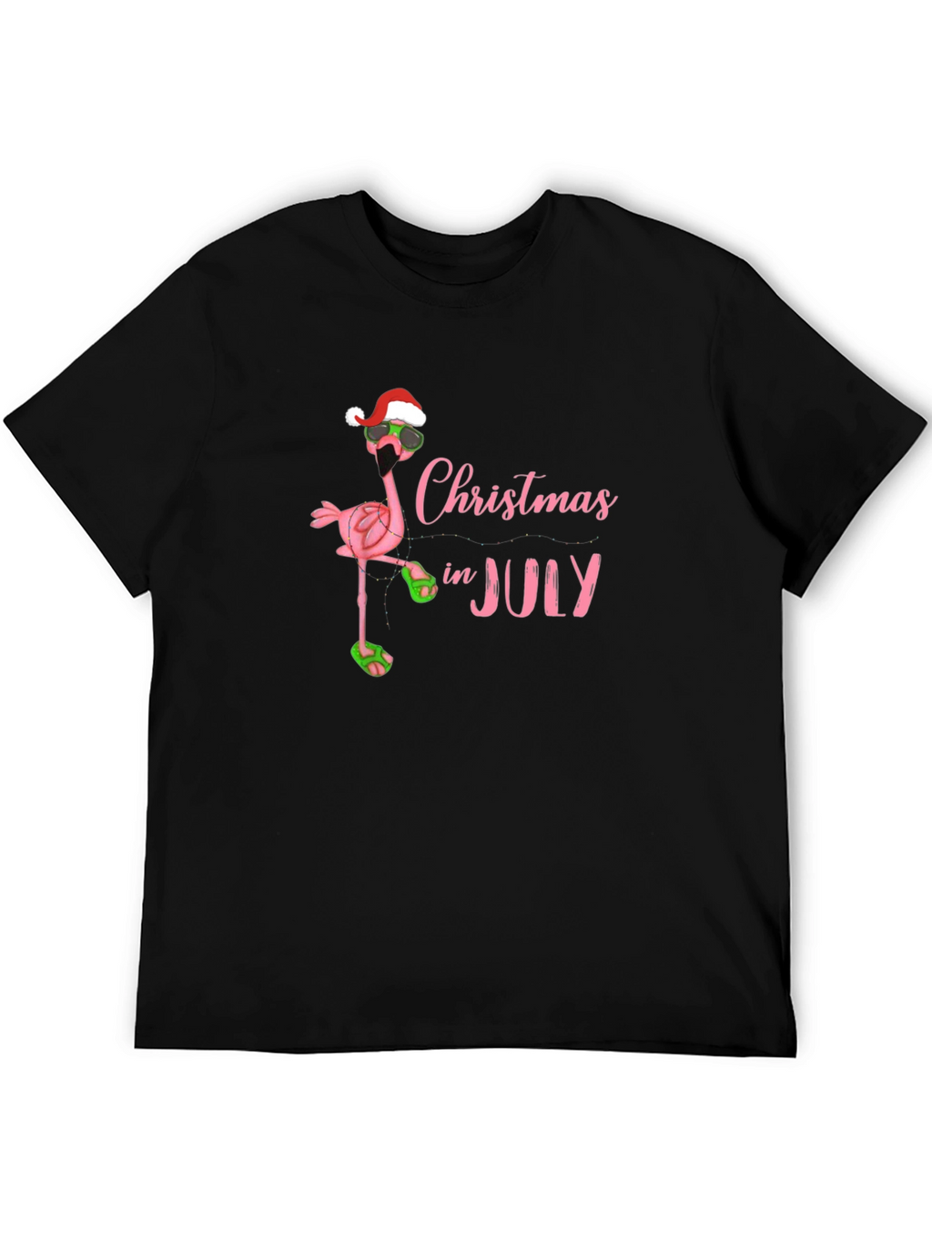 Christmas In July Flamingo Graphic T-Shirt