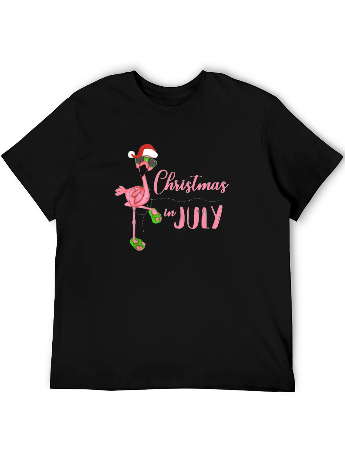 Christmas In July Flamingo Graphic T-Shirt