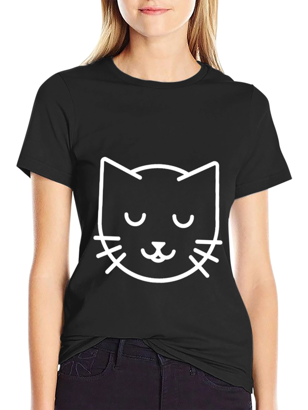 Cool Cat Graphic Tee - Black Cotton Blend Shirt