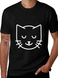Cool Cat Graphic Tee - Black Cotton Blend Shirt