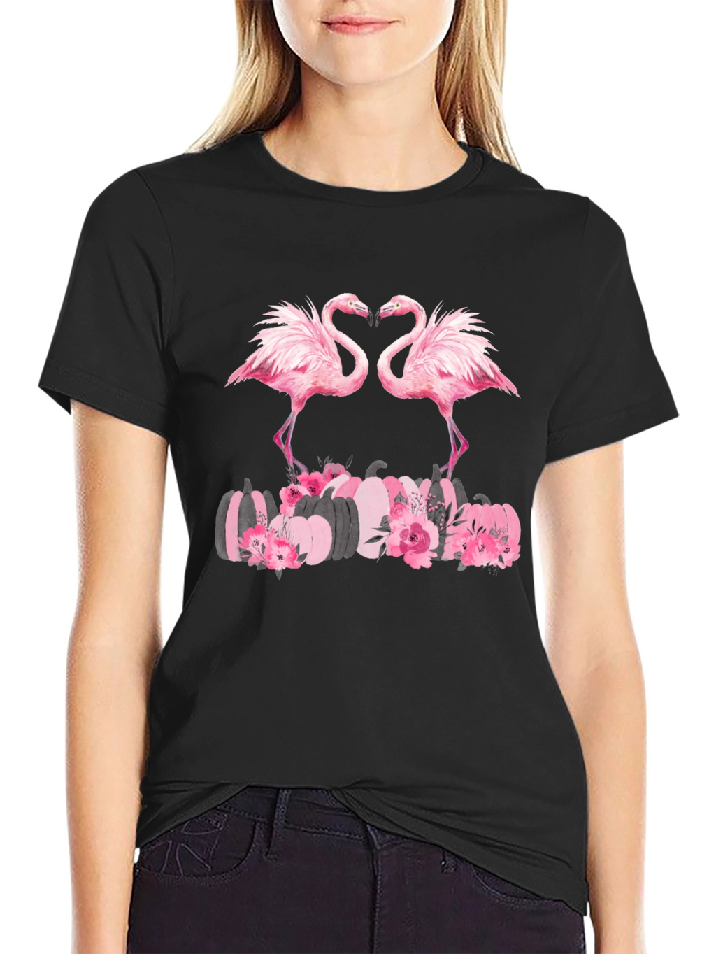 Flamingo & Pumpkin Graphic T-Shirt