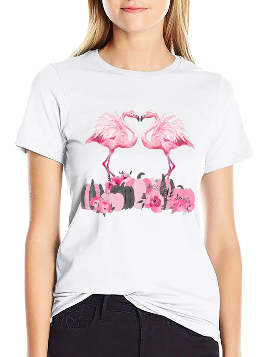 Flamingo & Pumpkin Graphic T-Shirt