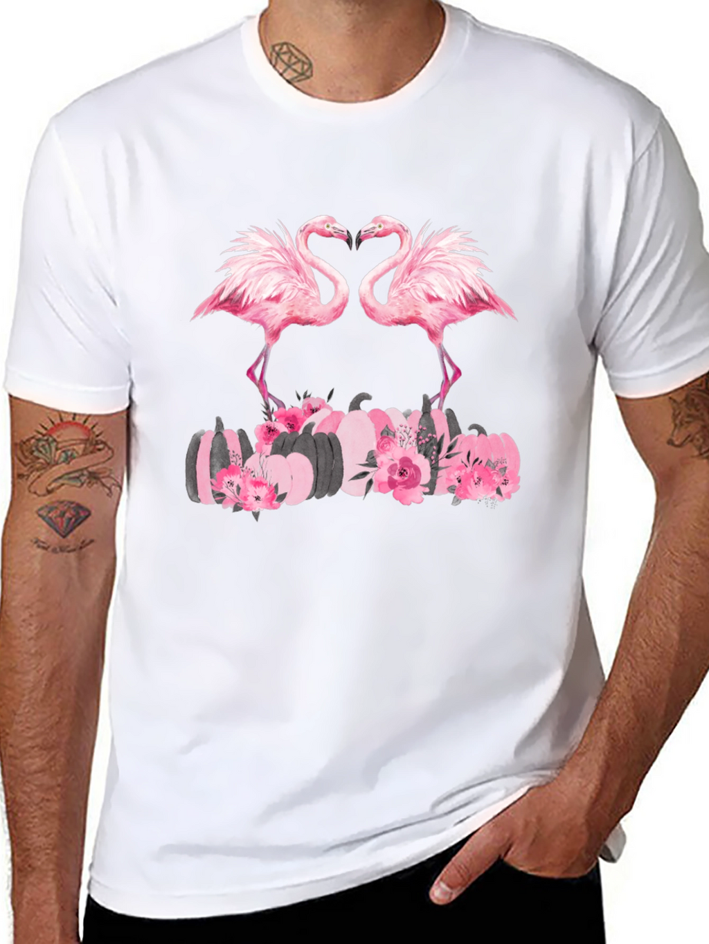 Flamingo & Pumpkin Graphic T-Shirt