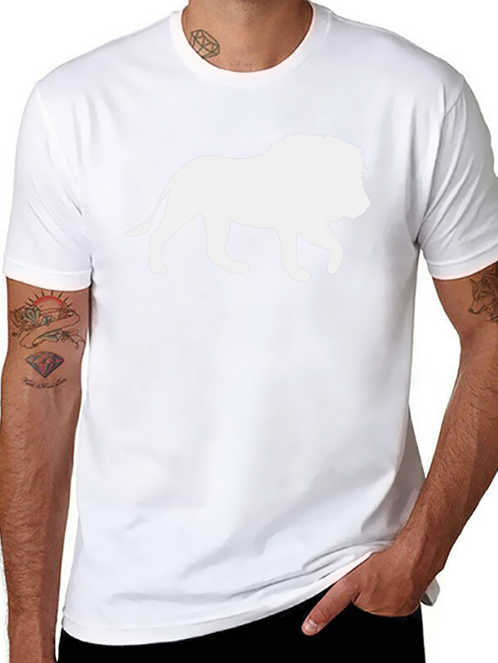 Lion Silhouette Graphic Tee - Black Cotton T-Shirt
