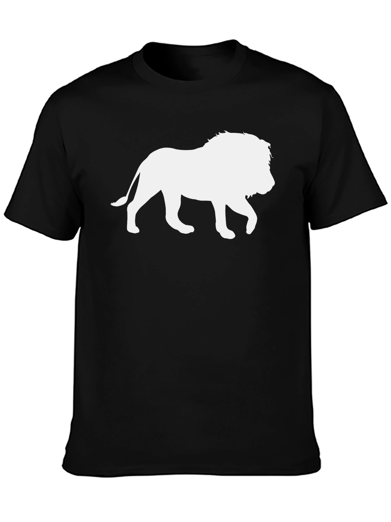 Lion Silhouette Graphic Tee - Black Cotton T-Shirt