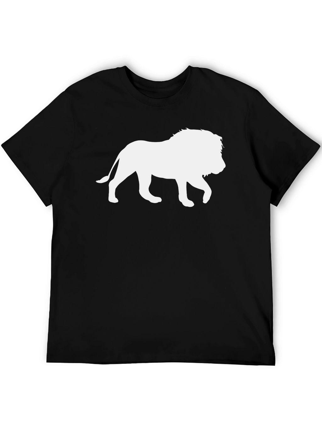 Lion Silhouette Graphic Tee - Black Cotton T-Shirt