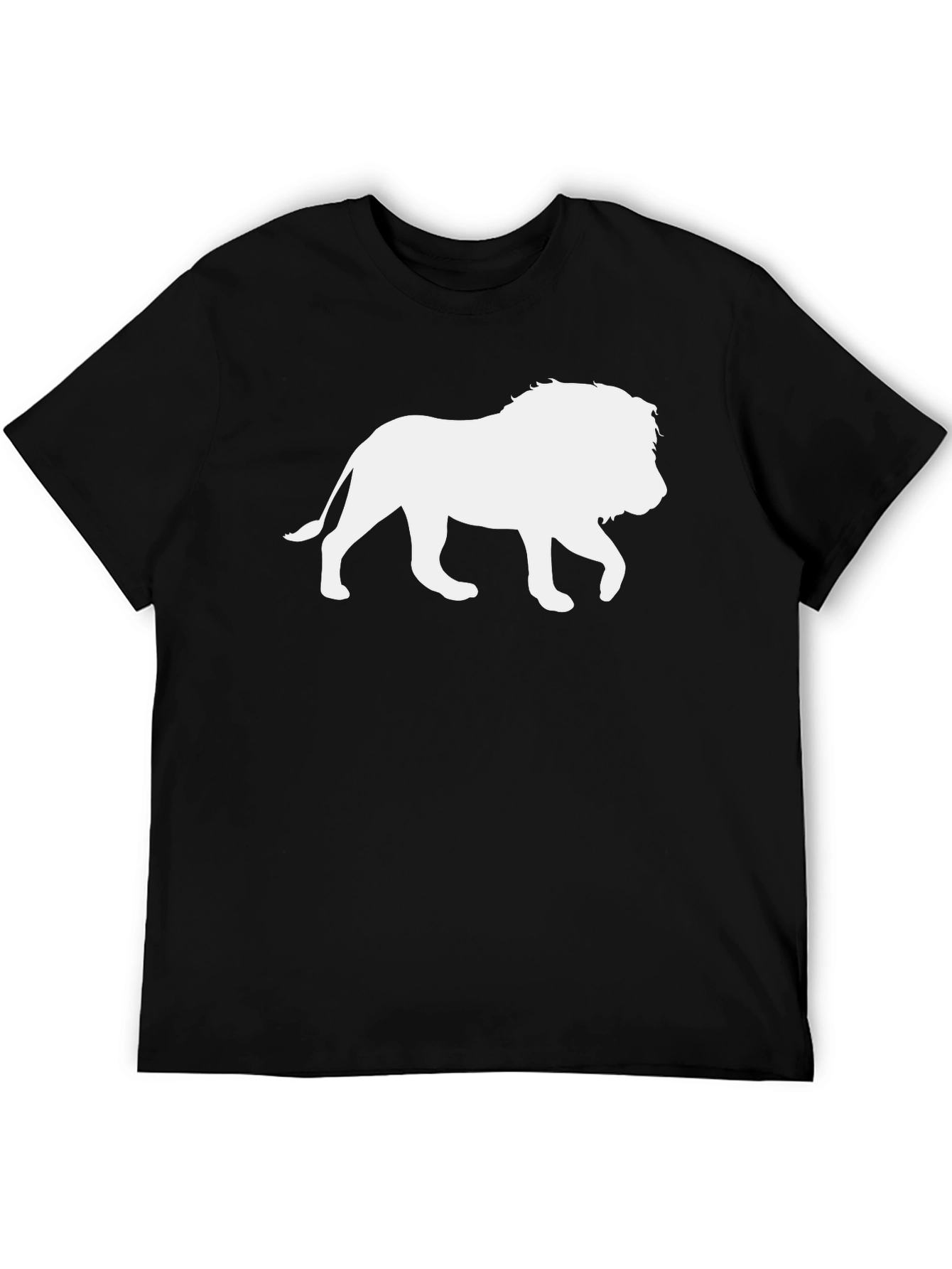 Lion Silhouette Graphic Tee - Black Cotton T-Shirt