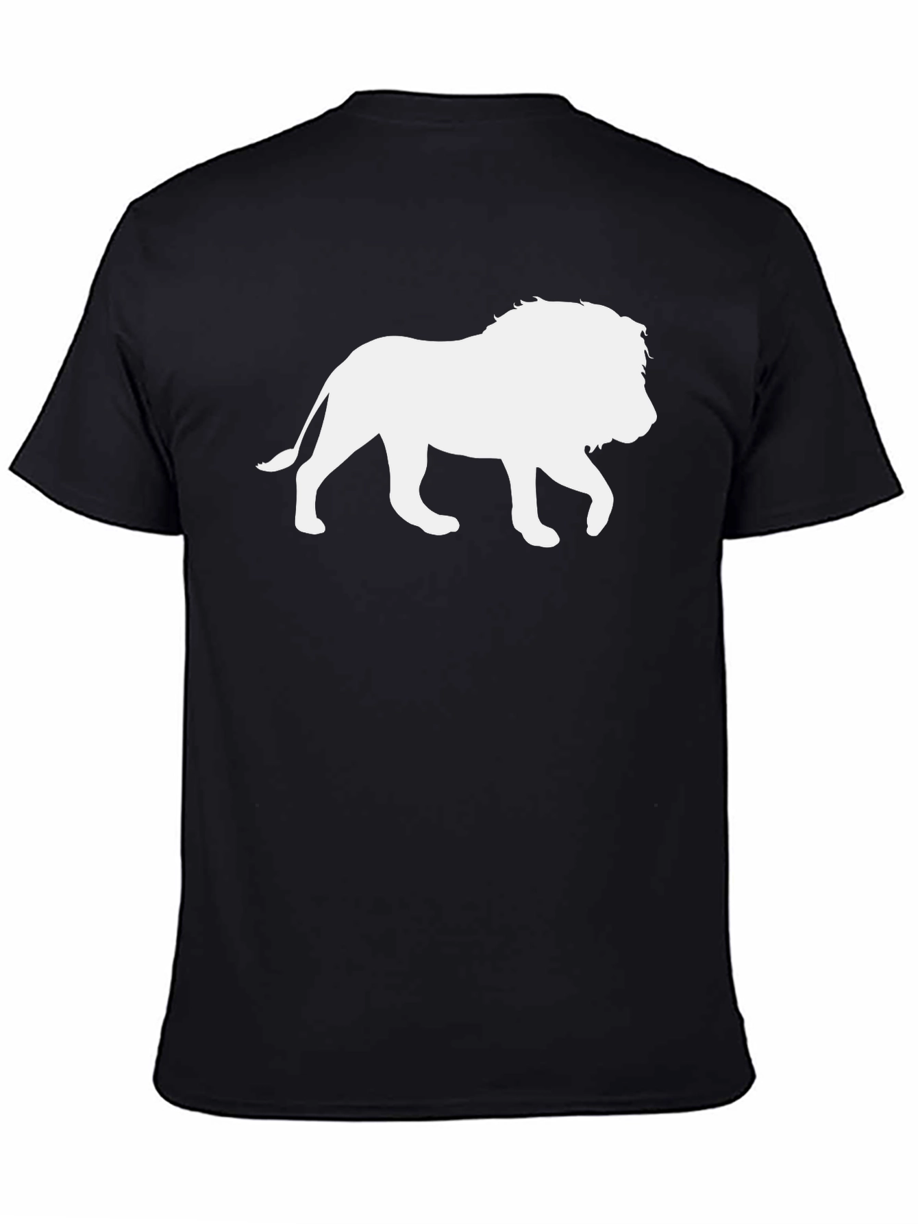 Lion Silhouette Graphic Tee - Black Cotton T-Shirt