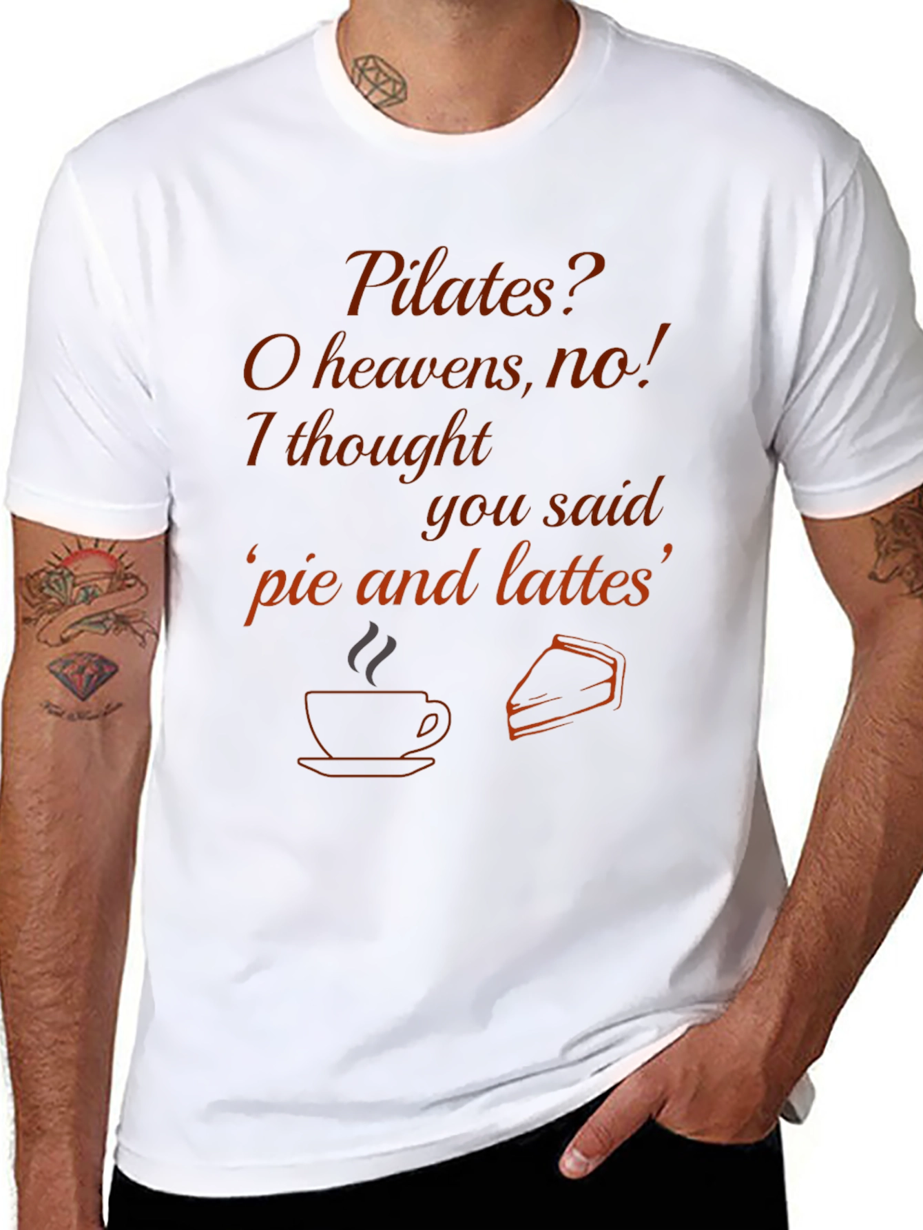 Pilates? Pie and Lattes T-Shirt - Funny Exercise Tee