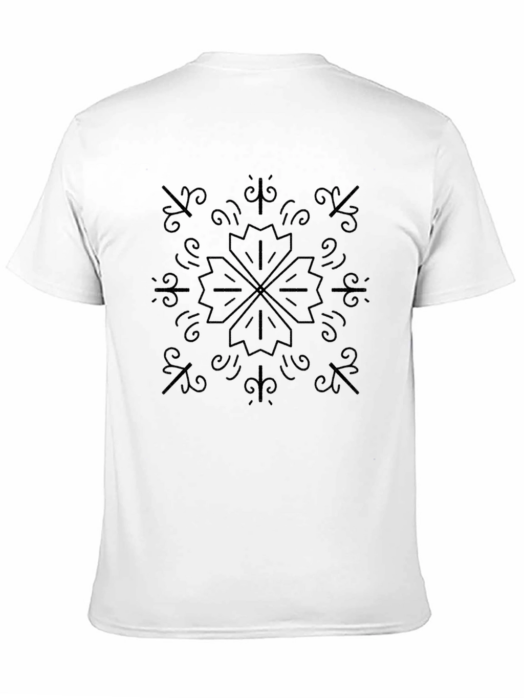 Stylish Black T-Shirt with Geometric Floral Design