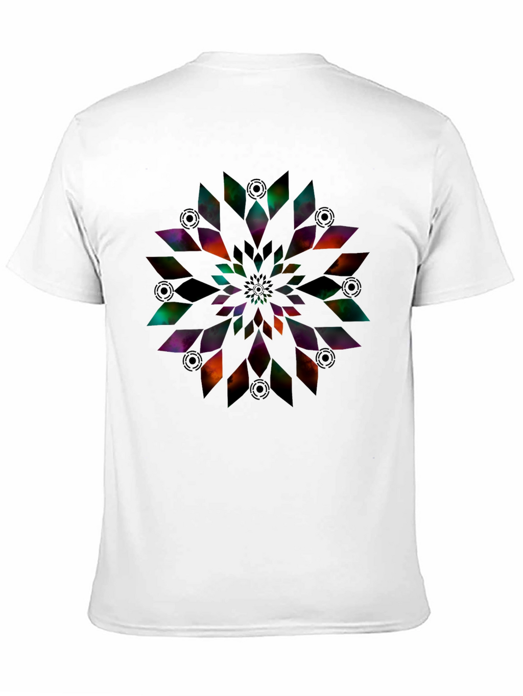 Abstract Geometric Flower Print Black T-Shirt
