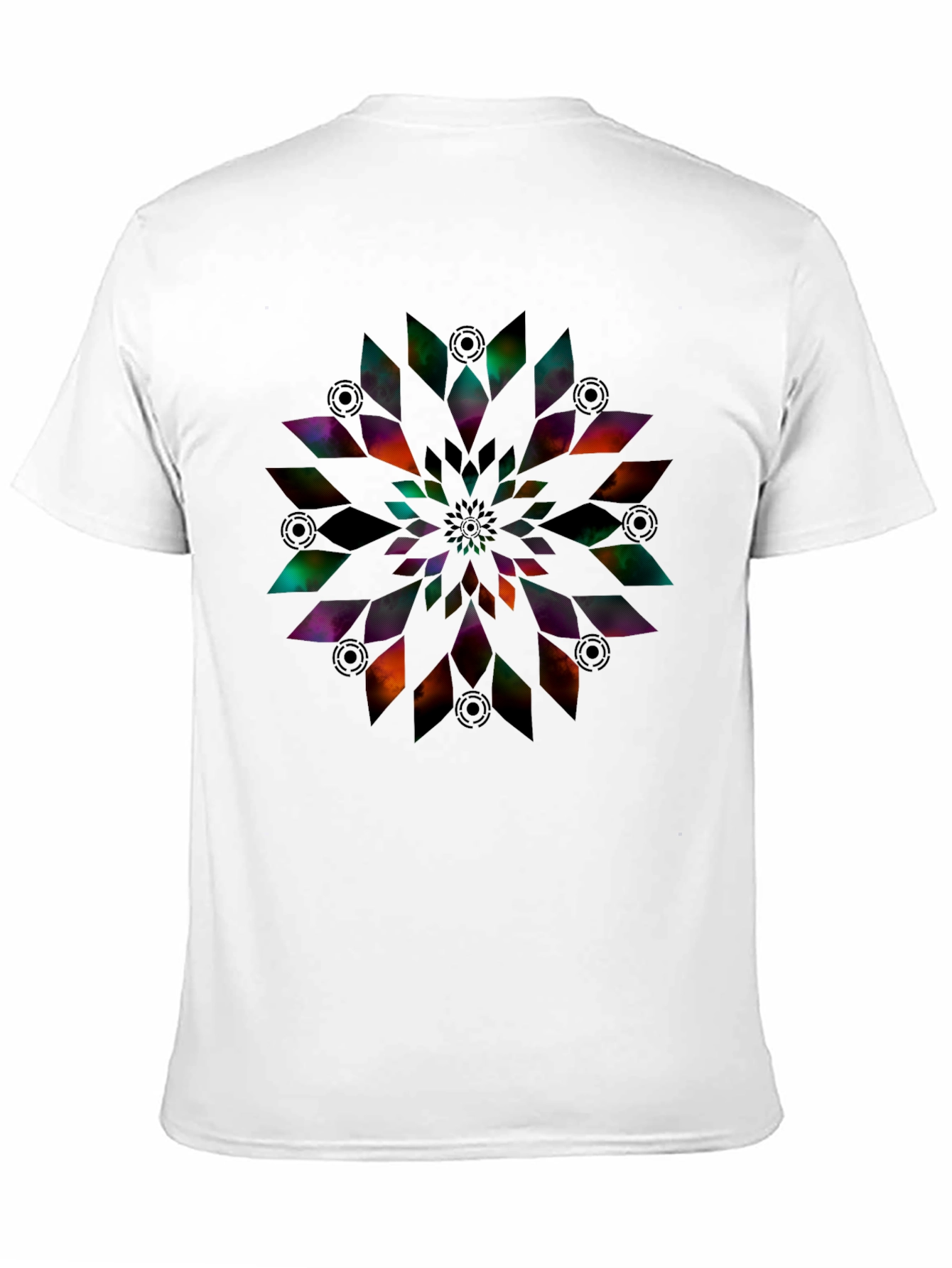 Abstract Geometric Flower Print Black T-Shirt