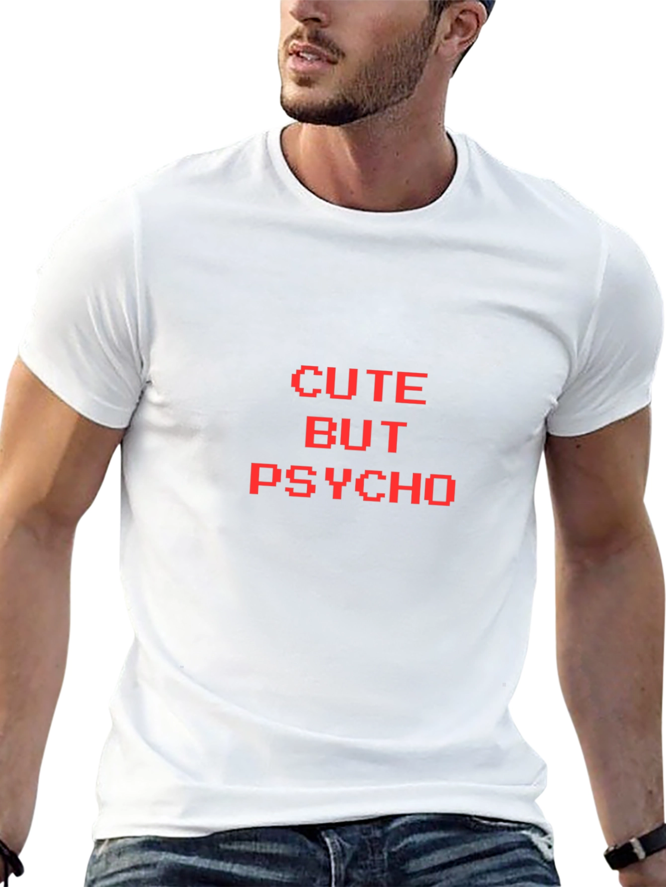 Cute But Psycho Graphic Tee - Novelty T-Shirt