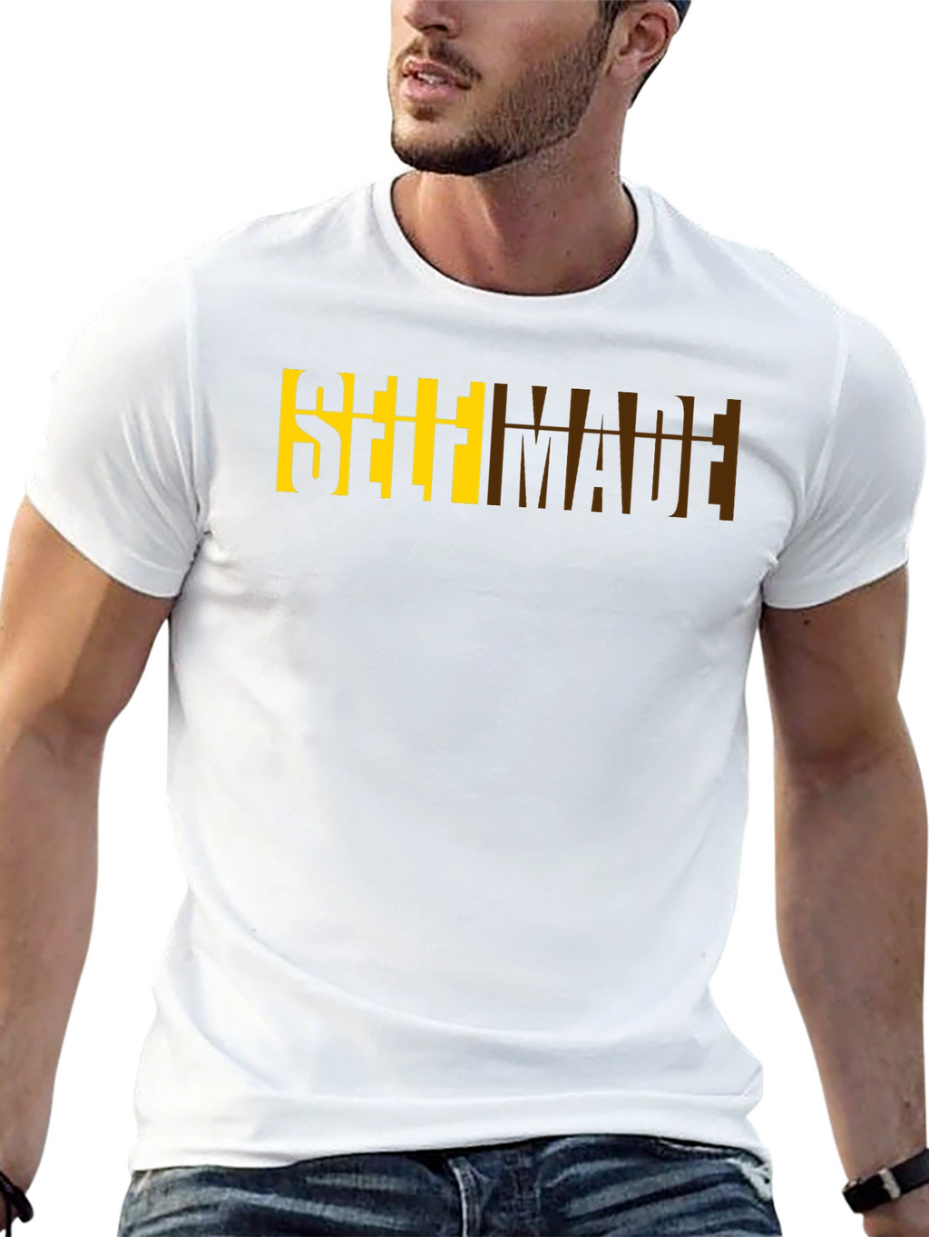 Self Made Graphic Print Black Cotton Tee