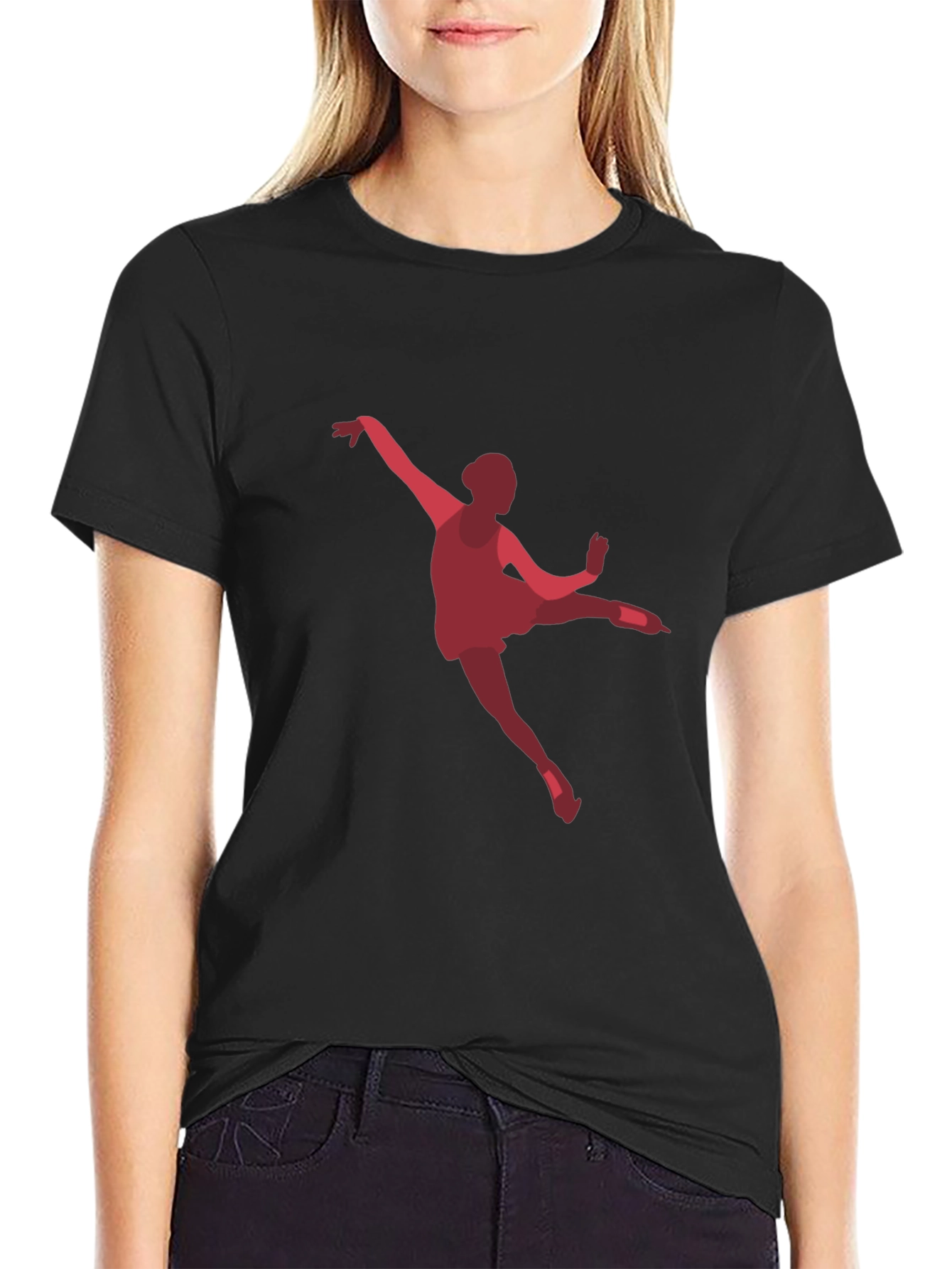 Ballerina Graphic Tee - Black Cotton Casual T-Shirt