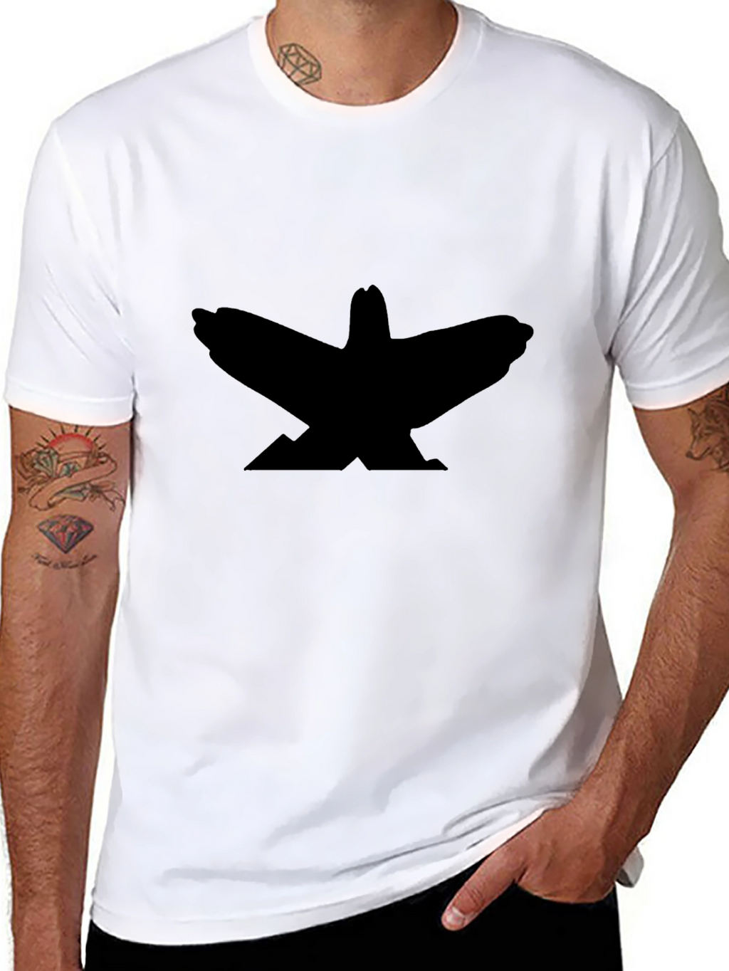 Raven Silhouette Graphic Tee - Black Cotton T-Shirt