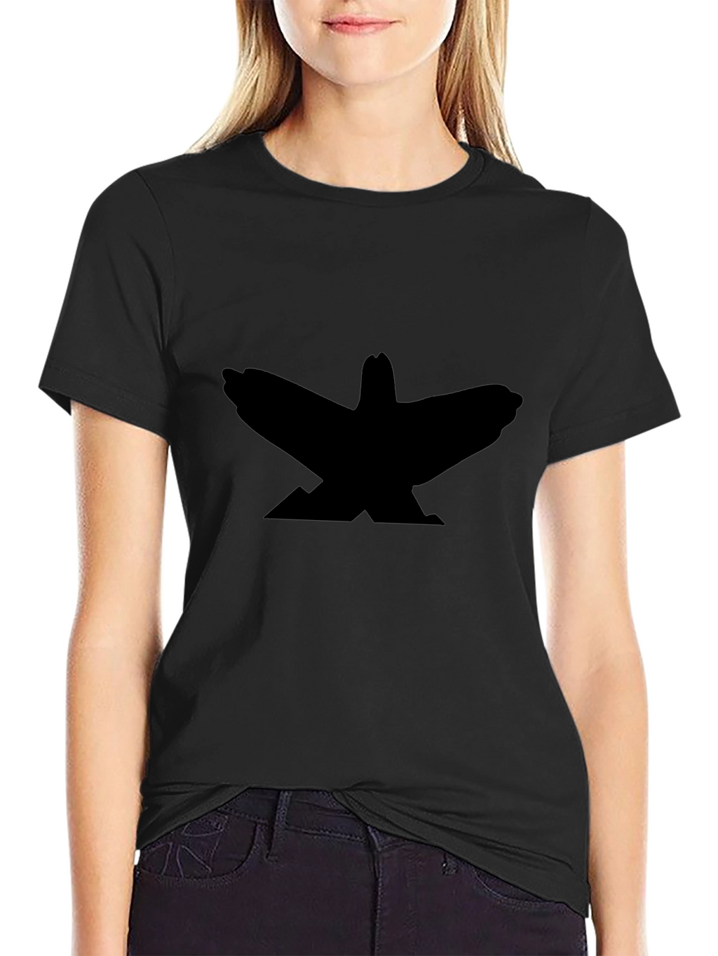 Raven Silhouette Graphic Tee - Black Cotton T-Shirt