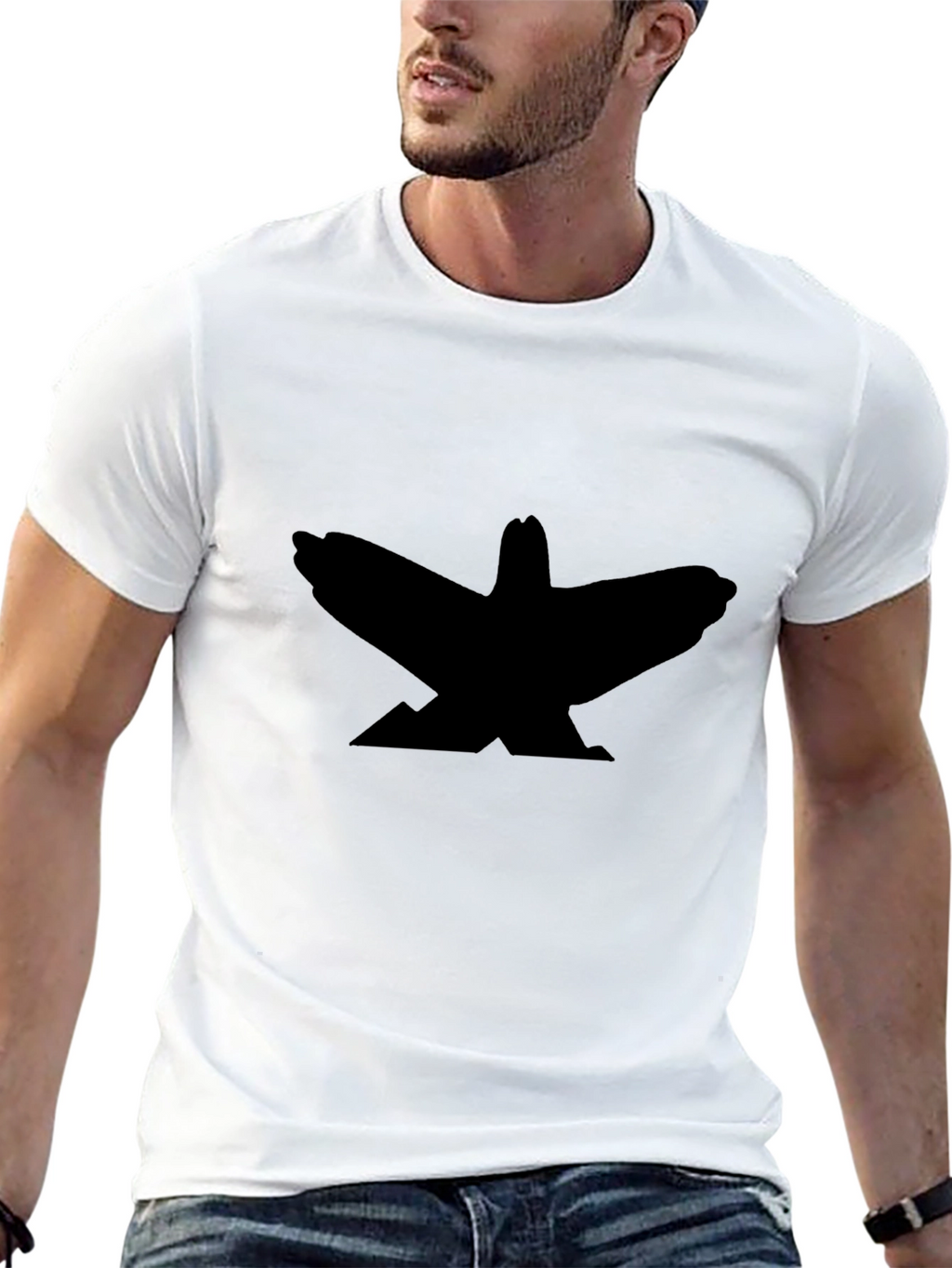 Raven Silhouette Graphic Tee - Black Cotton T-Shirt